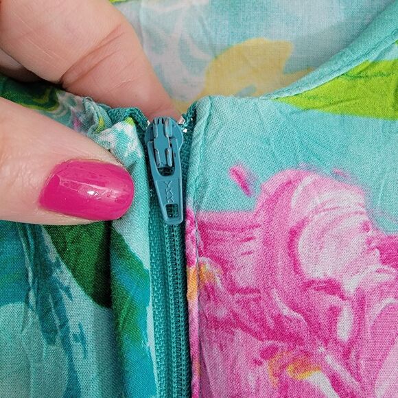 Vintage Jams World Rayon‎ Crinkle Hydrangea Dress Midi Sleeveless Size 11 READ - Picture 3 of 13